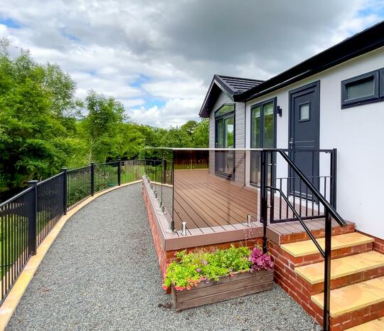 Luxury Cosgrove residential park home for sale in Wales. Exterior photo